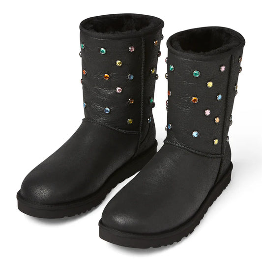 UGG GALLERY DEPT CLASSIC SHORT BLACK LEATHER