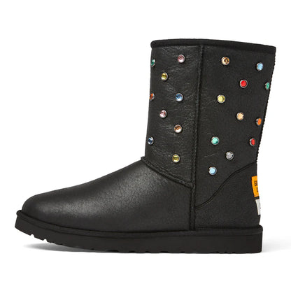 UGG GALLERY DEPT CLASSIC SHORT BLACK LEATHER