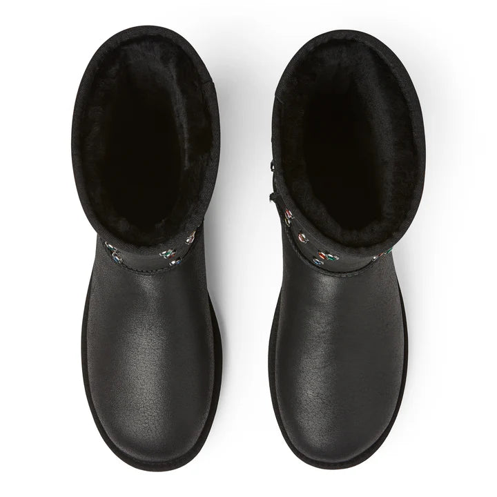 UGG GALLERY DEPT CLASSIC SHORT BLACK LEATHER